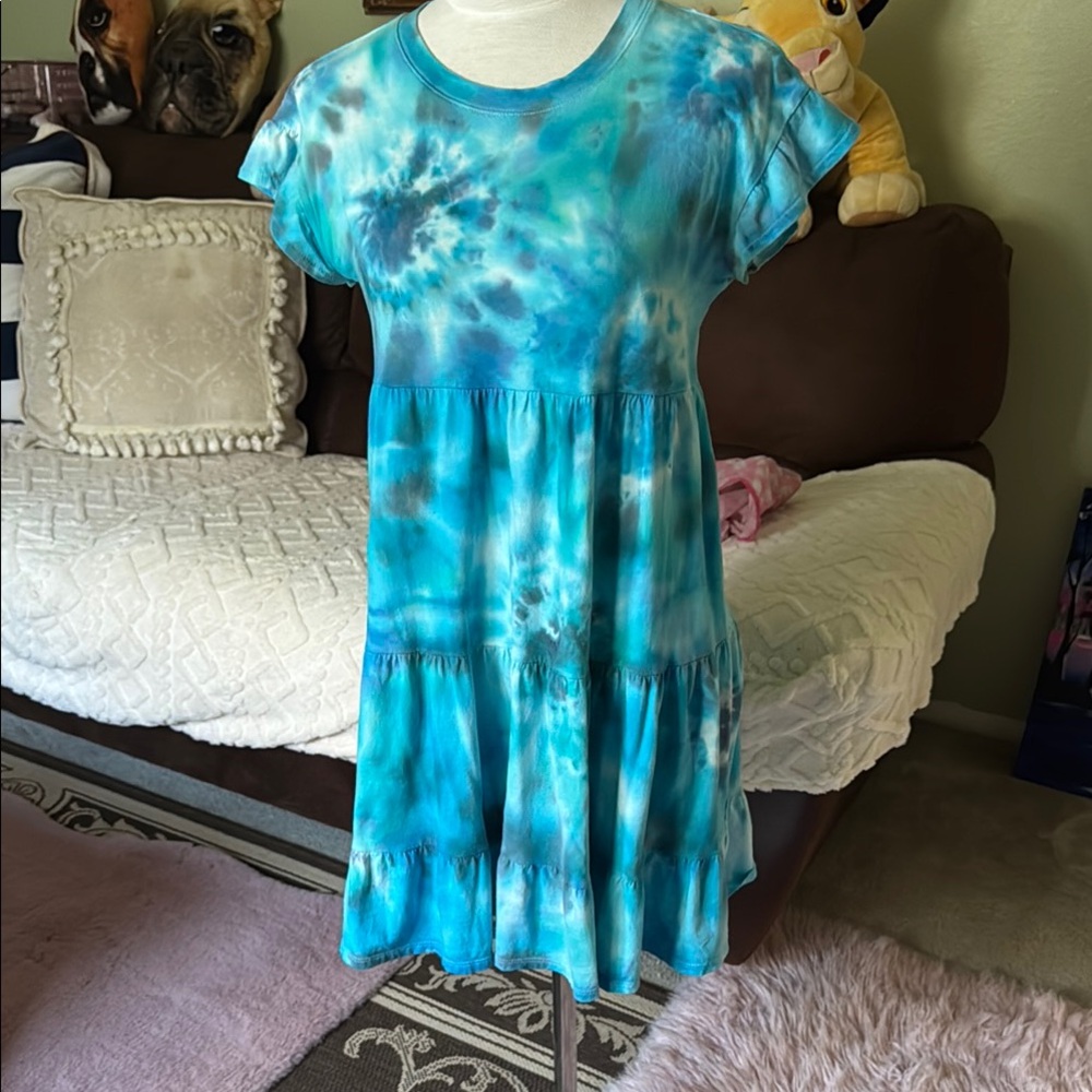 J. Crew Blue Tie-Dye Mini Dress